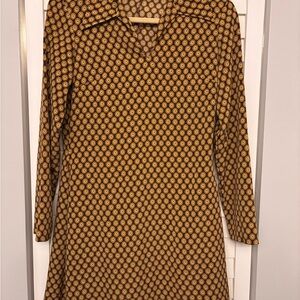 Rampage Long Sleeve Dress with Yellow and Brown Design